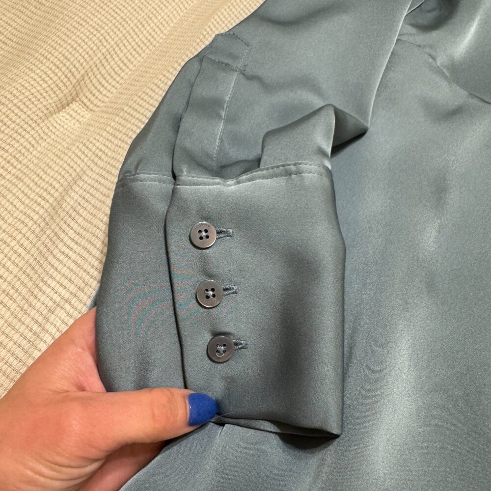 Aritzia Light Blue Wrap Dress - Picture 3 of 11